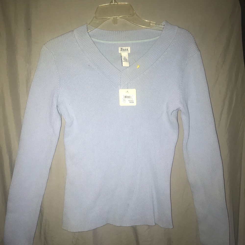 Bass Lilac v-neck Ribbed Top NEW